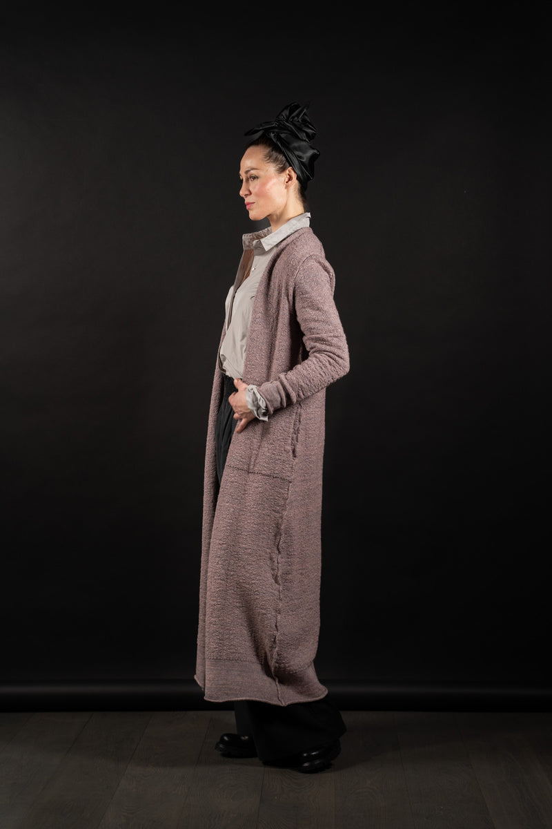 DANIEL ANDRESEN-LONG CARDIGAN-KARAKA-OLD ROSE