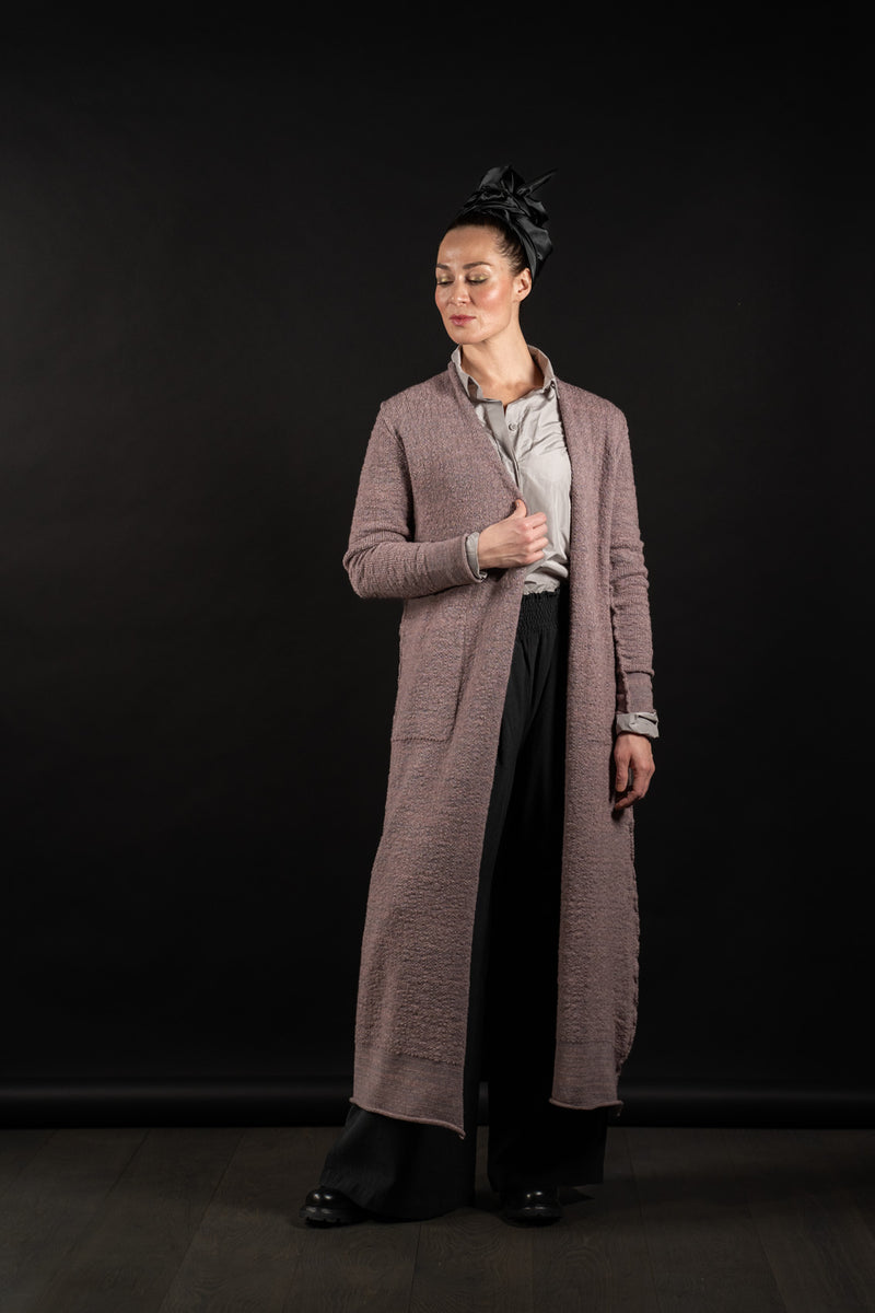 DANIEL ANDRESEN-LONG CARDIGAN-KARAKA-OLD ROSE