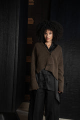 ISABEL BENENATO-CARDIGAN-DK24F26-BROWN