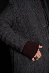 DANIEL ANDRESEN-LONG KNIT COAT-RIBES-CARBON