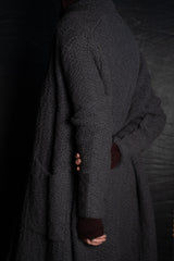 DANIEL ANDRESEN-LONG KNIT COAT-RIBES-CARBON