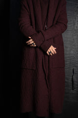 DANIEL ANDRESEN-LONG KNIT COAT-RIBES-BURGUNDY