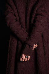 DANIEL ANDRESEN-LONG KNIT COAT-RIBES-BURGUNDY