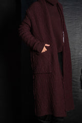 DANIEL ANDRESEN-LONG KNIT COAT-RIBES-BURGUNDY