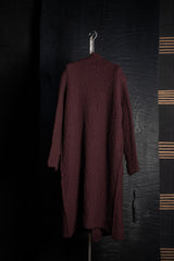 DANIEL ANDRESEN-LONG KNIT COAT-RIBES-BURGUNDY