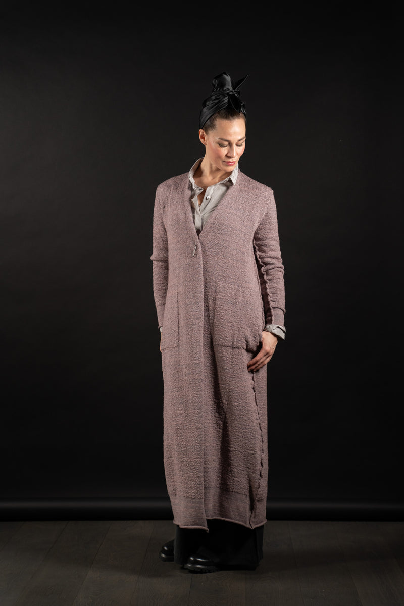 DANIEL ANDRESEN-LONG CARDIGAN-KARAKA-OLD ROSE
