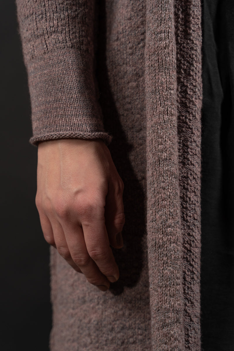 DANIEL ANDRESEN-LONG CARDIGAN-KARAKA-OLD ROSE