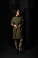 KATHARINA HOVMAN-COLLAR DRESS-261477-OLIVE/FLOWER